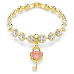Idyllia charm Mixed cuts, Heart with key, White, Gold-tone plated